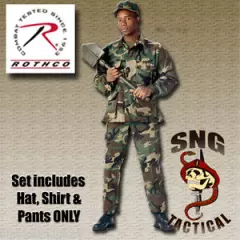 Ultra Force BDU SET! Woodland Camo Shirt, Pants & Cap