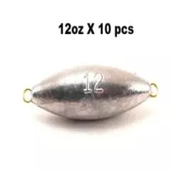 12oz Inline Trolling Torpedo Fishing Sinker - 10 Pieces