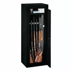 Black 14 Gun Security Cabinet Safe Storage Rifle Shotgun Steel Firearm Ammo Lock