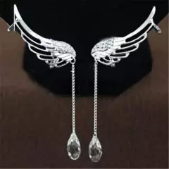 Angel Wing Crystal Drop Stud 925 Sterling Silver Earrings Womens Jewellery Gifts