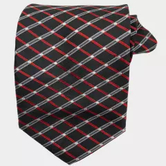 George Red Black Geometric Chain Link Silk Tie Men's 3.5" x 59"