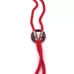 VTG Bolo Tie Red Cord With Brown Stone. Brass Tips. Western Wear. Native Gaucho