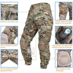 KRYDEX G3 Combat Uniform Set Tactical Shirt & Trousers & Knee Pads Multicam Camo