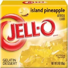 Jell-O Island Pineapple Instant Jello Gelatin Mix 3 oz Box