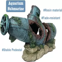 Aquarium Submarine Ornaments Shipwreck Decorations - Resin Material Sunken Ship