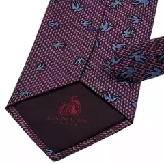 LANVIN Blue/Red Bird Silk LUXURY Tie FRANCE