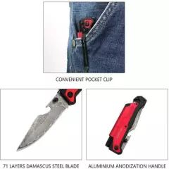 ALBATROSS 6-in-1 Damascus MultiFunction Emergency Survival Tactical Pocket Knife