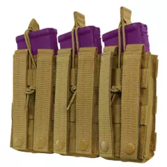 Modular Tactical Open Top Triple Magazine Mag Pouch - Coyote