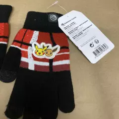 Pokémon Pikachu & Eevee Red & Black Plaid Touch Screen Gloves adult One Size