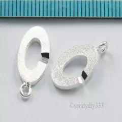 1x STERLING SILVER FROSTED OVAL CLASP BEAD 20mm #2930