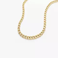 14K Solid Yellow Gold Cuban Chain Necklace 22"