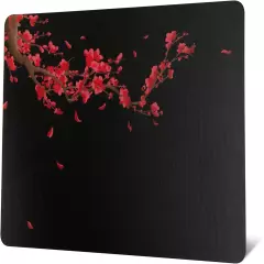 Glass Gaming Mouse Pad, Black Plum Blossoms Hard Mousepads for Gaming,Profession