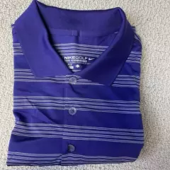 Nike Mens Large Golf Tour Performance Polo Shirt Dri-fit Size L Purple Stripes