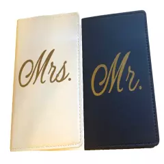 Mr & Mrs Passport Holder White and Black Set.