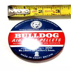 NOS Vintage Sealed Tin Bulldog Air Rifle Pellets 200 No.2 Bore .22 Great Britain