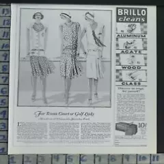 1928 FLAPPER STYLE DECO GOLF TENNIS SPORT FASHION DESIGN VINTAGE ART AD CE54