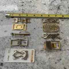 Assorted Gold Tone Interlocking Womens Belt Buckles Two-piece Lot of 9