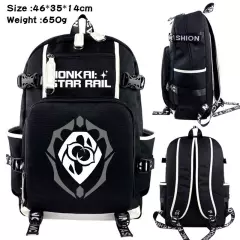 Honkai Star Rail USB Backpack Kids Teens Schoolbag Black Shoulder Outdoor Bags