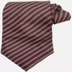 Edsor Crown Vintage Silver Red Striped Regimental Repp Silk Tie Men's 4" x 53"