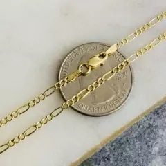 14K Solid Yellow Gold Figaro Chain Necklace 20"