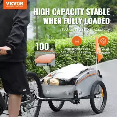 VEVOR Bike Cargo Trailer, 100 lbs Load Capacity, Heavy-Duty Bicycle Wagon Cart,