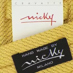 NICKY MILANO Mens Yellow SOLID Woven Grenadine Silk Tie Italy NWT