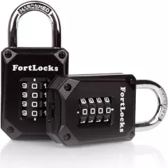 2 Pack Heavy Duty Waterproof Combination Lock - 4 Digit Resettable Black