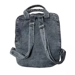 Chic Large-Capacity Denim Backpack Zippered Rucksack Durable School Travel Bag