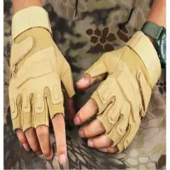 Fingerless Camo Camouflage Tactical Combat Army Military Shooting Gloves Grip 