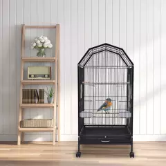 39.9'' Bird Cage Large Play Top Parrot Finch Cage Pet Supply Easy Assemble Black