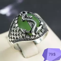 Natural green Peridot Gemstone Men Ring Solid 925 Sterling Silver sizable