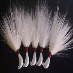 5 Banana Bucktail Jig Head Striper Blackfish Fluke Bass Walleye Lure - White