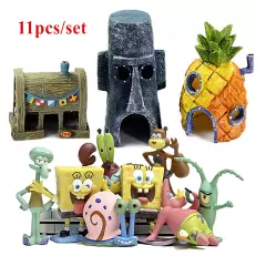 11PCS Fish Tank Ornaments Aquarium Decorations Fish Bowls SpongeBob Squarepants