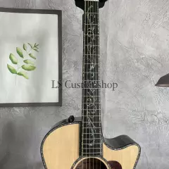 Solid Spruce Top PS14 Electric Acoustic Guitar Flower Inlay Rosewood Fretboard