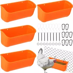 Vesici 4 Pack Chicken Goat Hanging Fence Feeder with Clips for Orange 