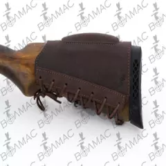 Leather Rifle Cartridge Holder Ammo Butt stock 6 Pockets. Made in Europe !