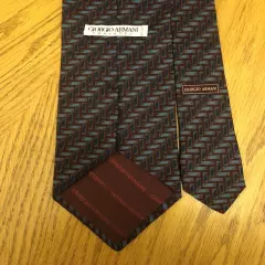 Giorgio Armani Silk Tie, Blue & Red Geometric Design