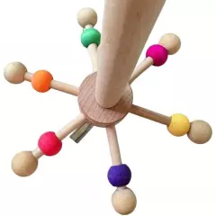 Parrot Toy With Rotating Balls Wood Interactive Bird Stand Parrot Foraging✧