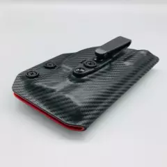 Fits a Glock 42 w/ TLR6 Light - Black Carbon Fiber & Red Kydex IWB Holster USA