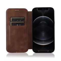 Brown PU leather wallet credit card mobile phone case cell iphone 13 mini B23