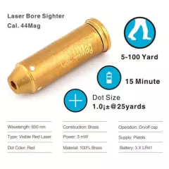 .44 Mag Laser Bore Sighter Red Dot Sight Brass Cartridge Bore Sight Caliber