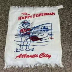 The Happy Fisherman Atlantic City Golf Towel Vintage (White) Funny 11" x 17" NEW