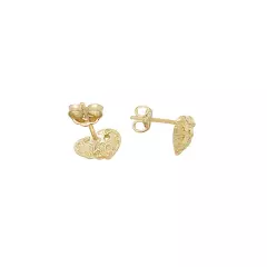 10K Yellow Gold Diamond Cut Nugget Heart Earrings 8 mm