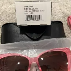 Diff Becky II Pink and Gold Sunglasses with Case and Socks