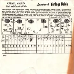 Vintage 1980s Carmel Valley Golf Course Country Club Scorecard Carmel-By-The-Sea