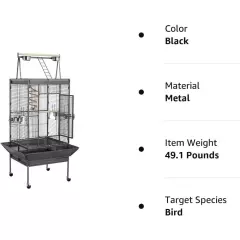 Wrought Iron Rolling Large Parrot Bird Cage for Cages & Hummingbird Aves