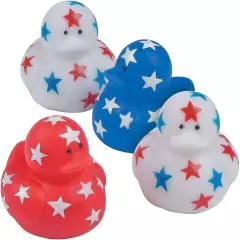  Patriotic Red, White and Blue Rubber Duckies for 4th of July - Bulk Set of 24 