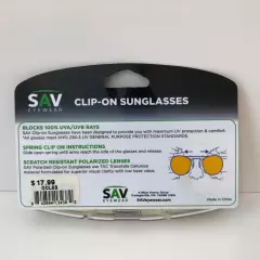 SAV Eyewear Clip on Sunglasses - Blocks 100% UVA/UVB Protection ~ Rectangle NEW