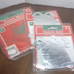 Vintage Christmas Bells Tissue & Foil Decorations 3 Packs NOS Amscan Bell Party