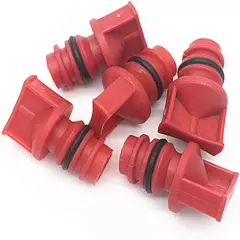 5Pcs Red Tone Air Compressor Male Thread Diameter 18Mm Plastic Oil Breather Cap